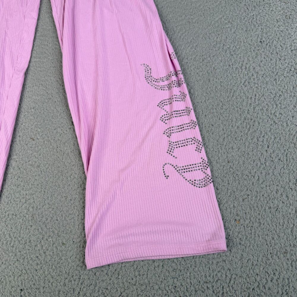 Juicy Couture Lounge Pant Women S Pink Sleepwear Rhinestone Ribbed Knit Spellout